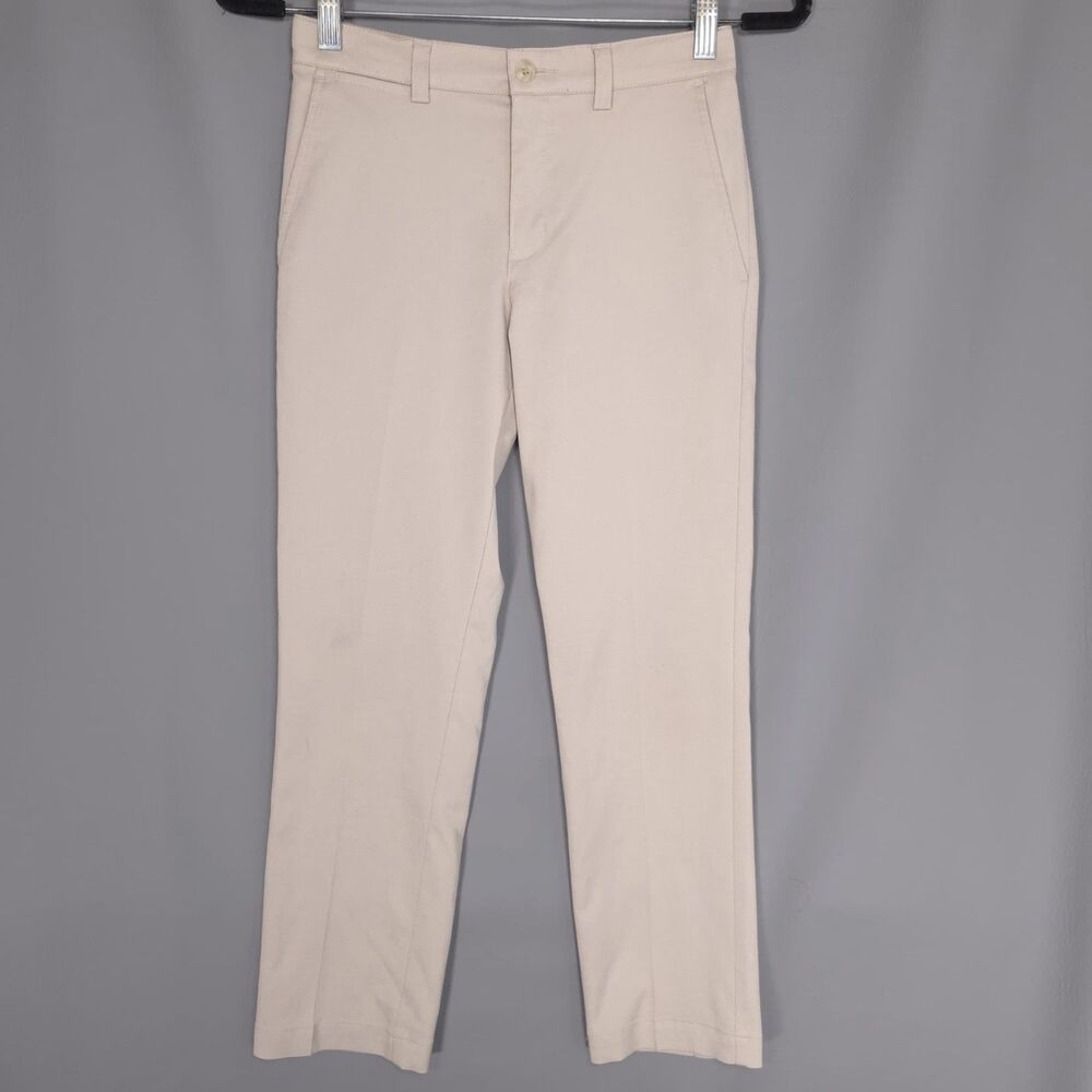 PGA TOUR Kids Boys Pants 10-12 Golf Beige Flats Front Stretch Chino Casual